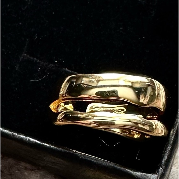 Adjustable 14k vermeil - Sterling Silver gold double Ring 925 - Picture 9 of 13